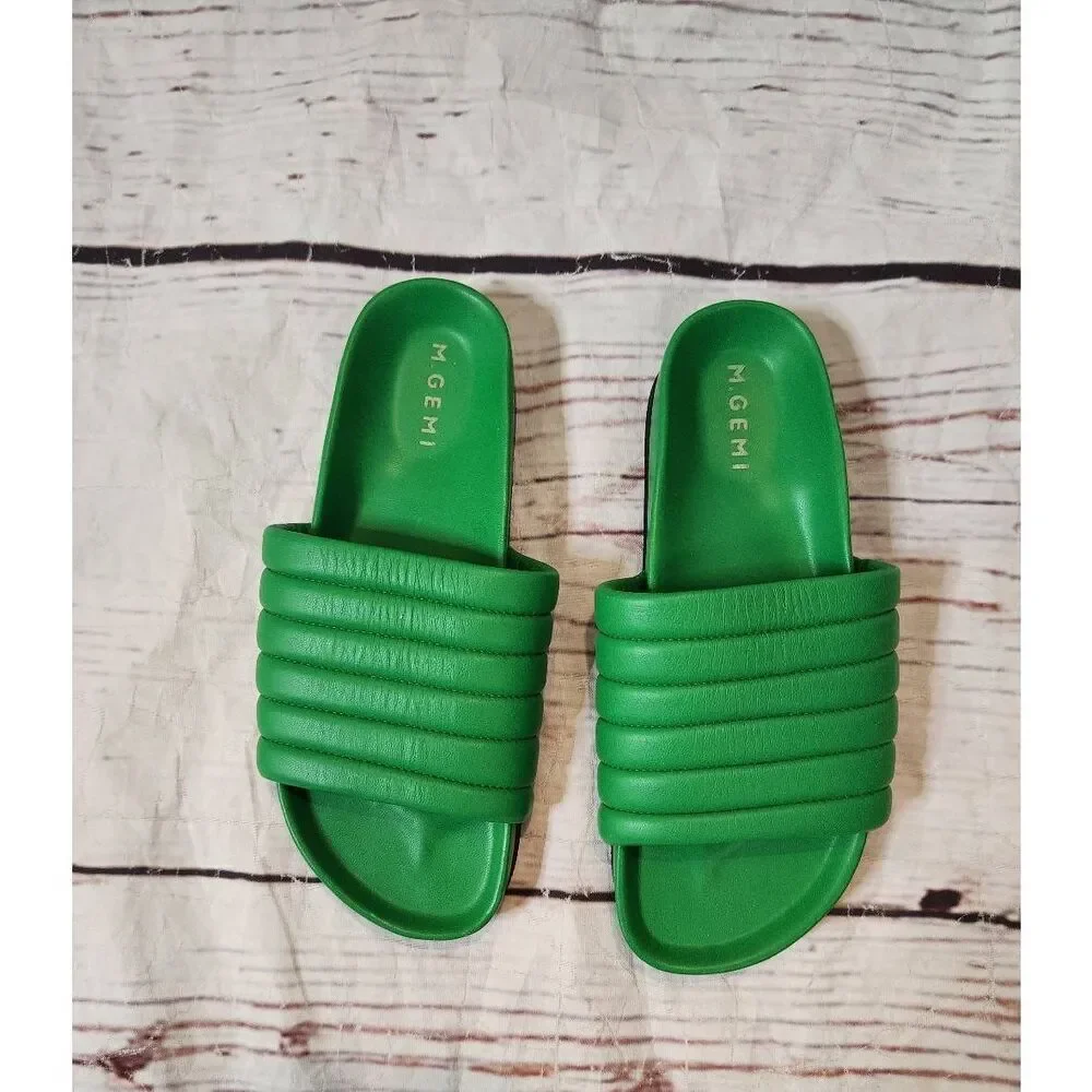 M. Gemi Green Padded Slide Sandals - Picture 2 of 6